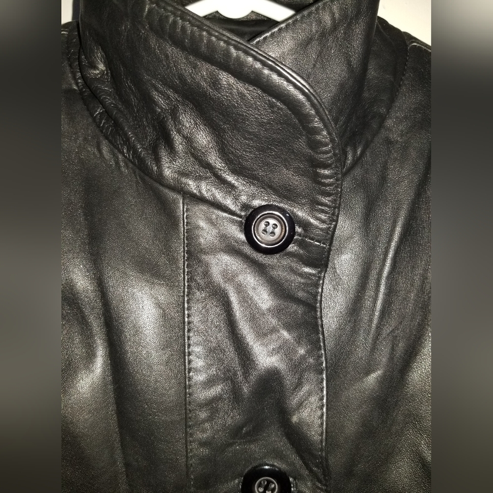 Laurence Roy Lamb Skin Brown Leather Button Up Jacket Size M - Picture 4 of 9